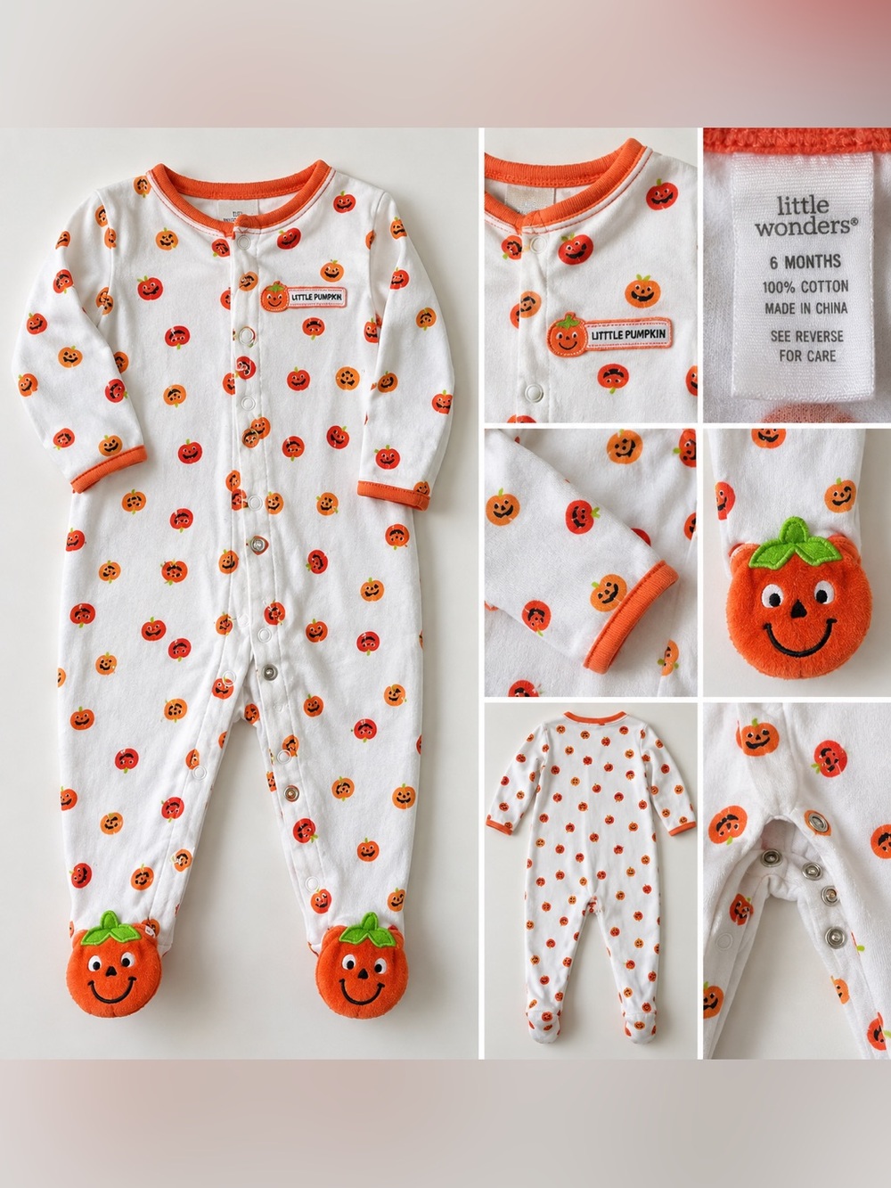 Little Wonders Little Pumpkin Baby Sleeper 6M Halloween Fall
